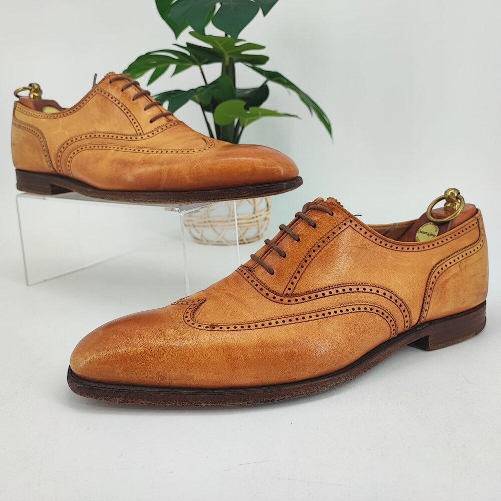 Crockett & Jones Men's Drummond Brogue Brown Leather Oxfords Size 10